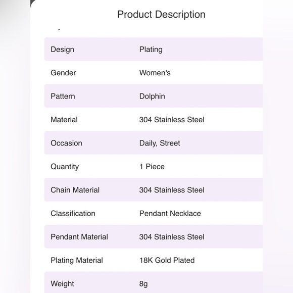 Sweet Dolphin 304 Stainless Steel Plating 18K Gold Plated Pendant Necklace - Picture 6 of 9